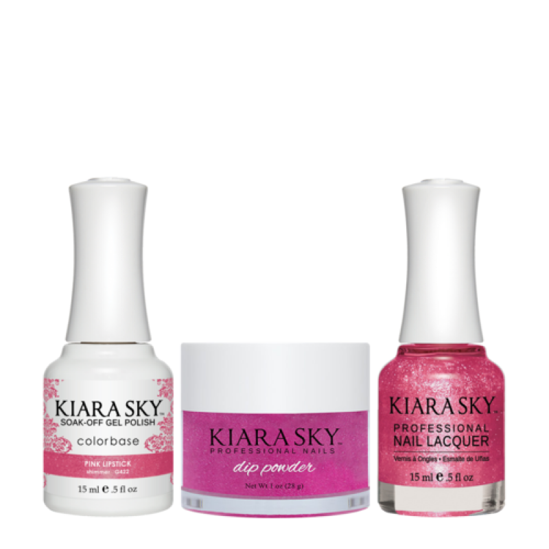 KIARA SKY 3in1 (Dipping Powder + Gel Polish + Nail Lacquer) - DGL 422, Pink Lipstick